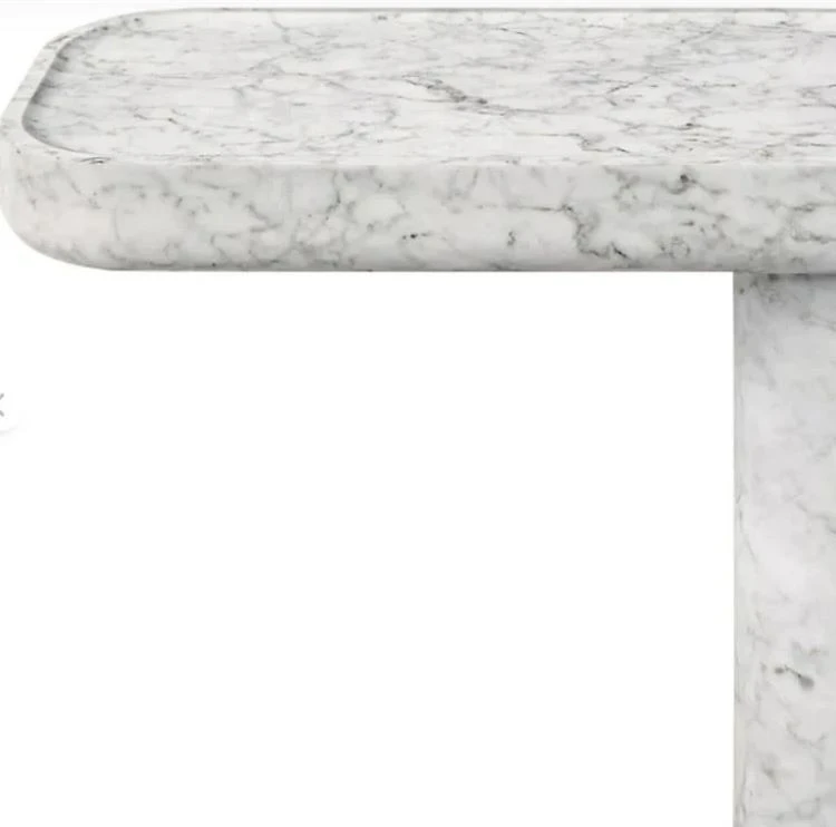 Entryway Table Rectangular White Marble Plinth Console Table